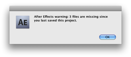 3 files are missing since you last saved this project